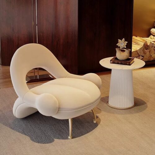 Artistic Boucle Fabric Designer Accent Chair - Living room furniture - QONKA HOME