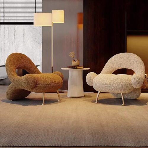 Artistic Boucle Fabric Designer Accent Chair - Living room furniture - QONKA HOME