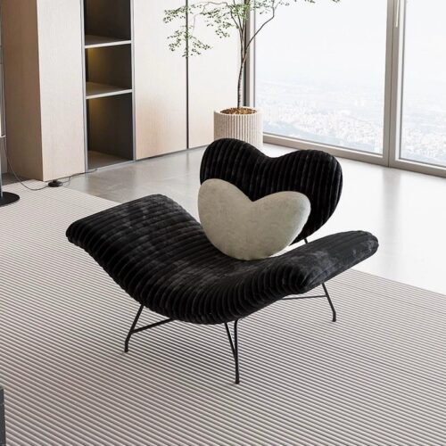Heart‑Shaped Plush Velvet Leisure Lounge Chair - Living room furniture - QONKA HOME