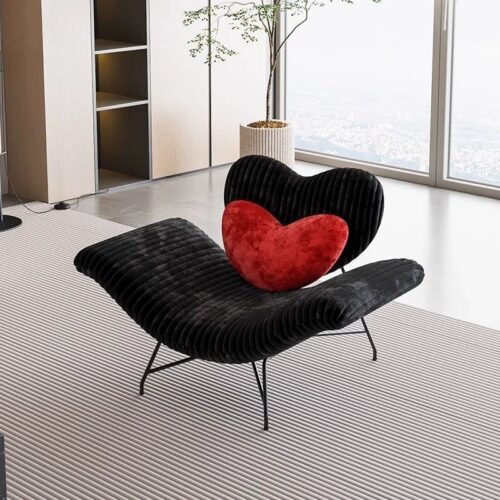 Heart‑Shaped Plush Velvet Leisure Lounge Chair - Living room furniture - QONKA HOME