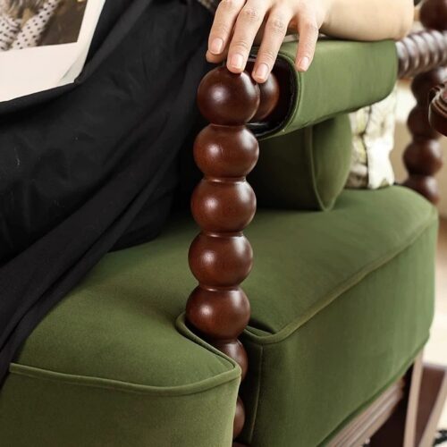 Vintage Solid Wood Beaded Rocking Chair - Living room furniture - QONKA HOME