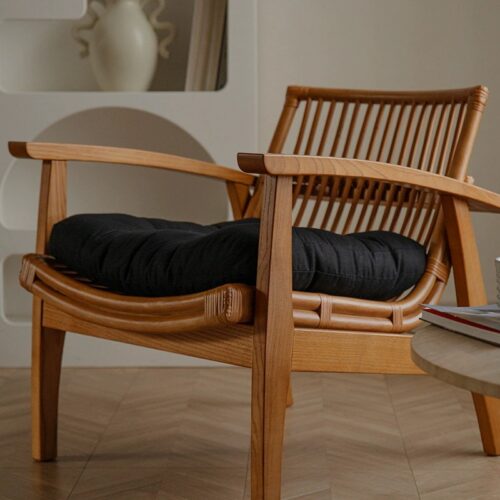 Solid Wood Rattan Leisure Armchair - Living room furniture - QONKA HOME