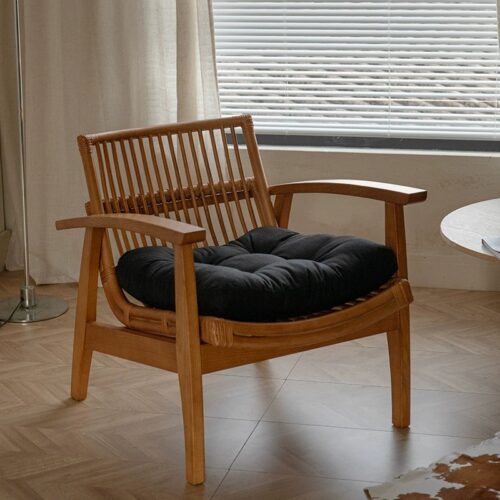 Solid Wood Rattan Leisure Armchair - Living room furniture - QONKA HOME