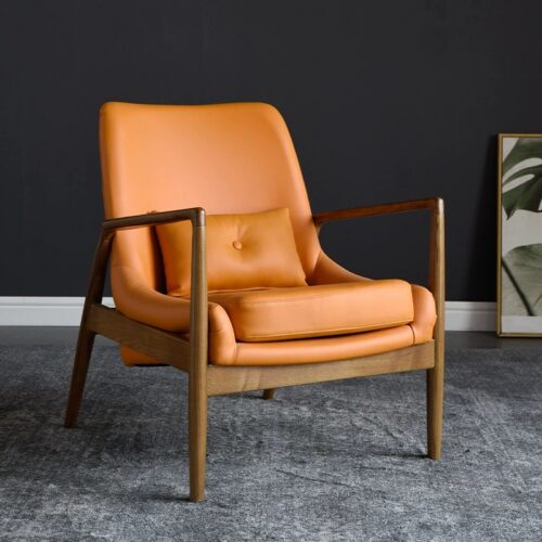 Solid Wood Mid‑Century Accent Armchair - Living room furniture - QONKA HOME