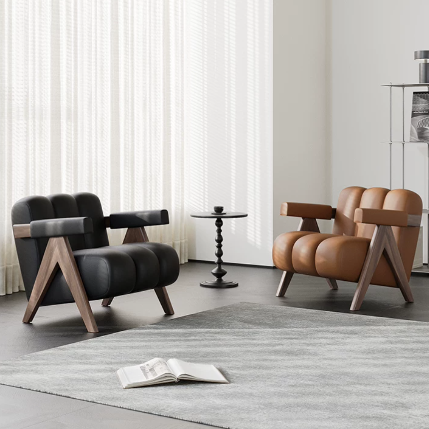 Modern Solid Wood Padded Accent Armchair - Living room furniture - QONKA HOME