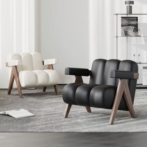 Modern Solid Wood Padded Accent Armchair - Living room furniture - QONKA HOME