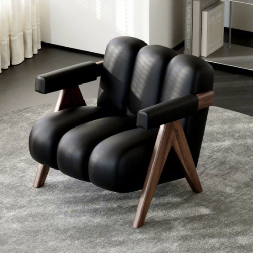 Modern Solid Wood Padded Accent Armchair - Living room furniture - QONKA HOME
