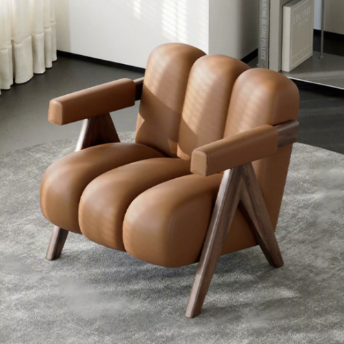 Modern Solid Wood Padded Accent Armchair - Living room furniture - QONKA HOME