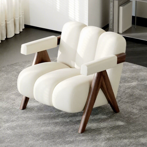 Modern Solid Wood Padded Accent Armchair - Living room furniture - QONKA HOME