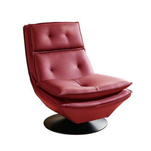 Wing‑Back Leather Accent Chair - Living room furniture - QONKA HOME