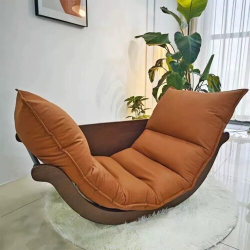 Solid Wood Rocking Chaise Lounge Chair - Living room furniture - QONKA HOME
