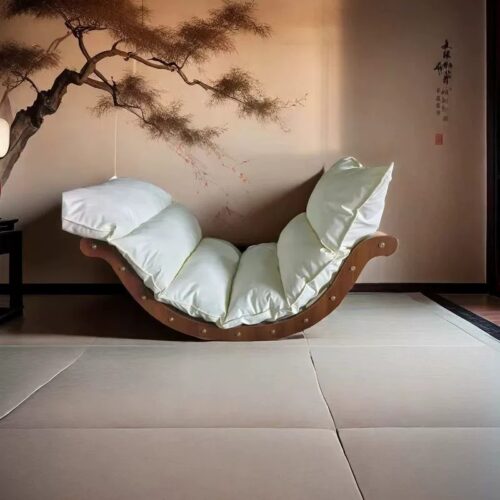 Solid Wood Rocking Chaise Lounge Chair - Living room furniture - QONKA HOME