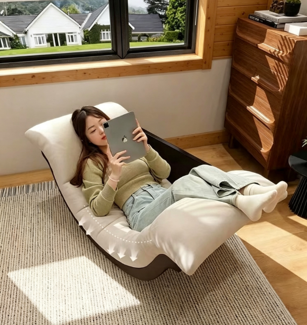 Solid Wood Rocking Chaise Lounge Chair - Living room furniture - QONKA HOME