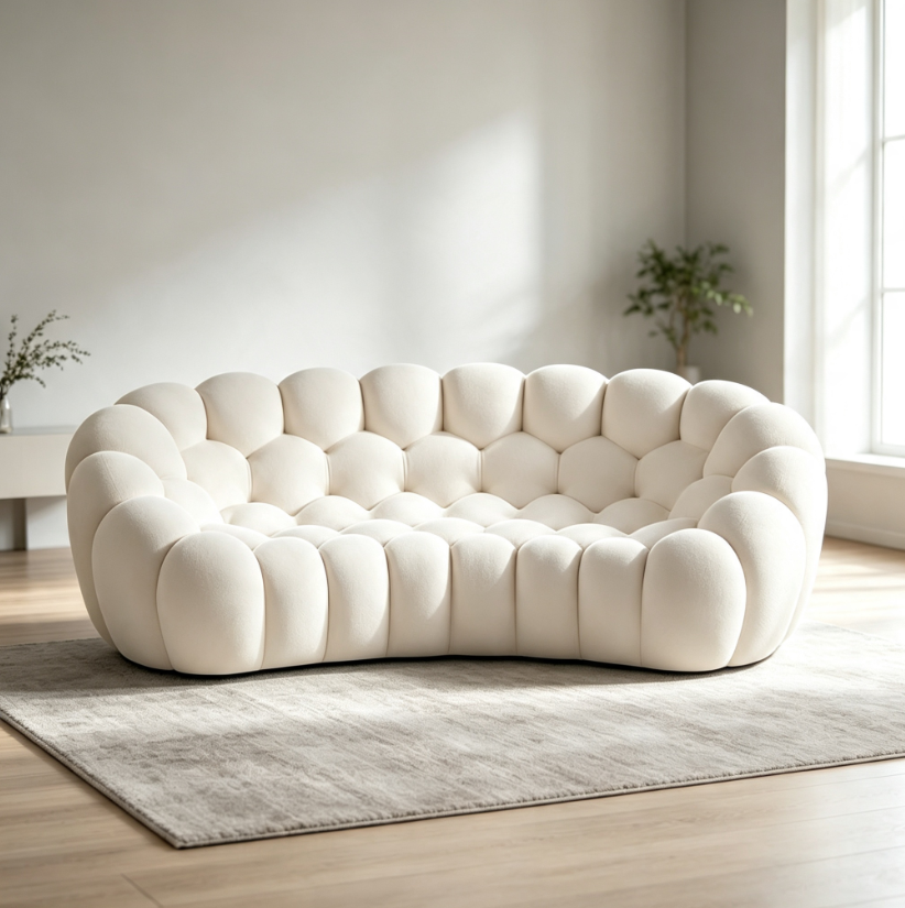 Foldable curved fabric sofa - Living room furniture - QONKA HOME