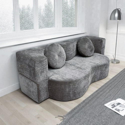 Compressible Curved Woven Fabric Sofa - Living room furniture - QONKA HOME