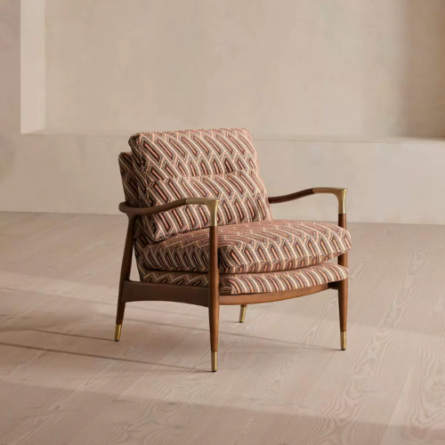 Wooden Accent Chair With Ottoman - Living room furniture - QONKA HOME