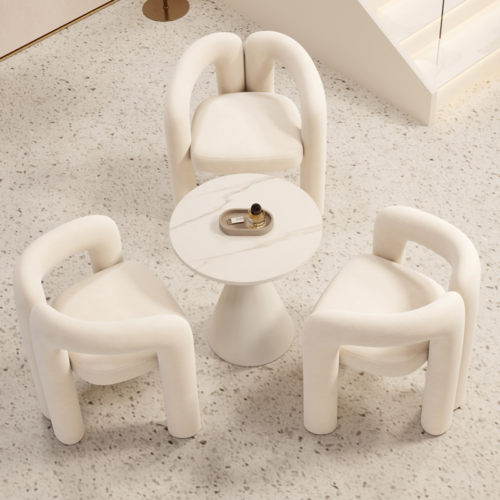 Modern U‑Shape Fleece Accent Chair - Living room furniture - QONKA HOME
