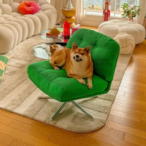 Corduroy Swivel Height Chair - Living room furniture - QONKA HOME