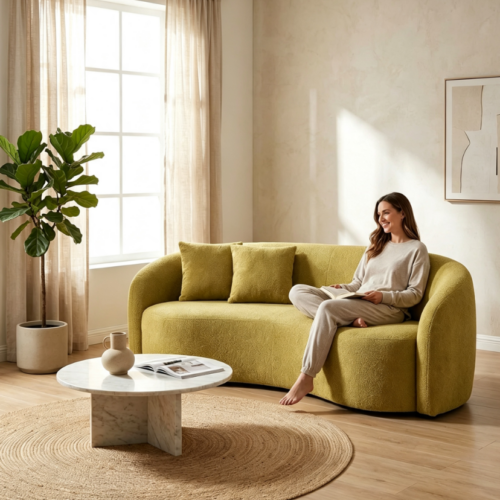 Vacuum Compressed Curved Teddy Sofa - Compressed sofa - QONKA HOME