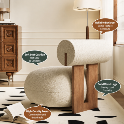 Solid Wood Leisure Accent Chair - Living room furniture - QONKA HOME