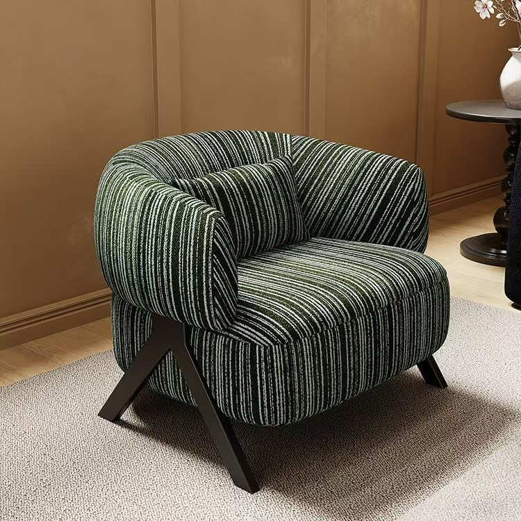 Striped Fabric Accent Leisure Chair - Living room furniture - QONKA HOME