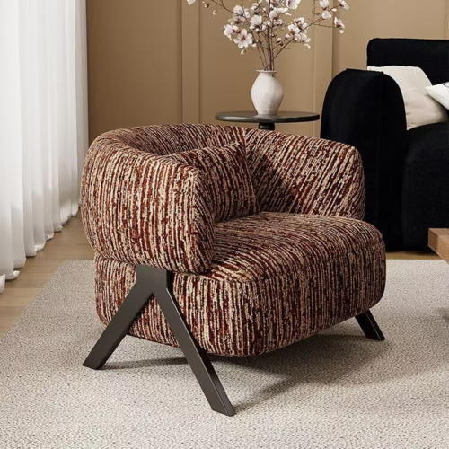Striped Fabric Accent Leisure Chair - Living room furniture - QONKA HOME