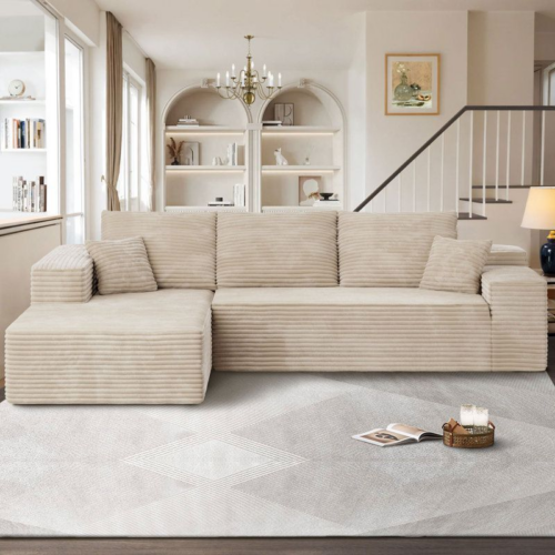 No‑Assembly L‑Shape Compressed Sofa - Living room furniture - QONKA HOME