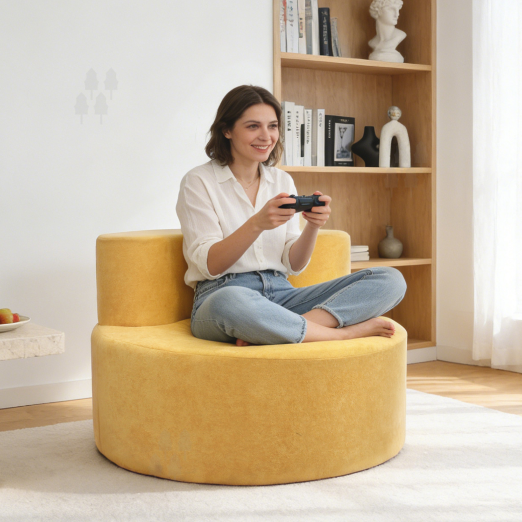 Round Compressed Accent Chair Customizable - Living room furniture - QONKA HOME