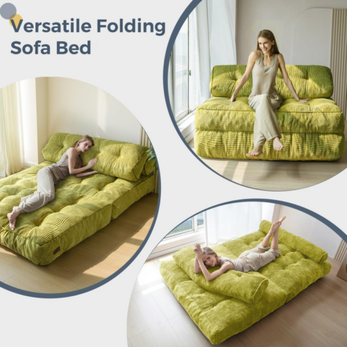 Foldable Corduroy Floor Sofa Bed Compressed - Living room furniture - QONKA HOME