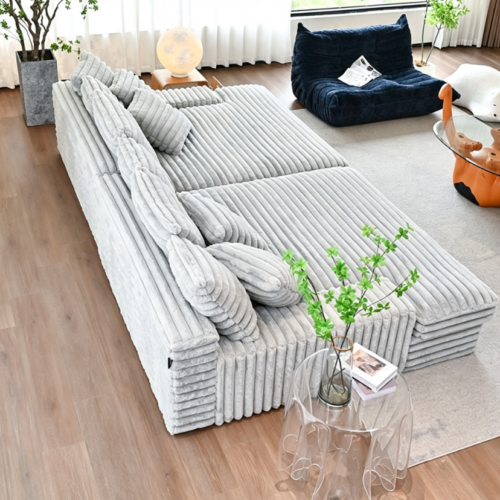 Compact sofa bed in chunky corduroy - Living room furniture - QONKA HOME