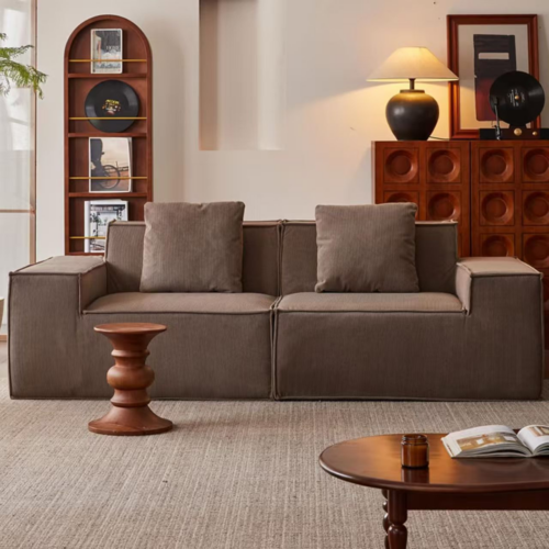 Chenille Upholstered Sofa, Pure Foam Compressed Sofa - Living room furniture - QONKA HOME