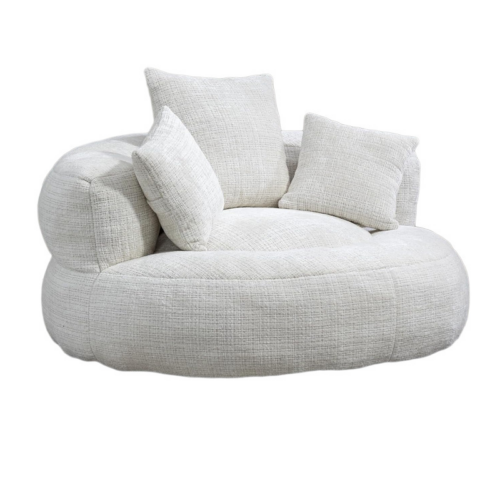 Round Chenille Lazy Floor Sofa Chair - Living room furniture - QONKA HOME