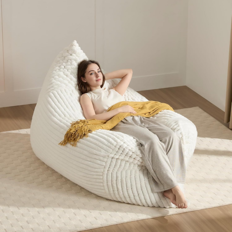 Vacuum Compressed Plush Bean Bag Sofa With Washable Cover - Living room furniture - QONKA HOME