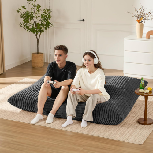 Vacuum Compressed Plush Bean Bag Sofa With Washable Cover - Living room furniture - QONKA HOME