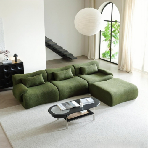 Minimalist suede fabric modular sofa - Living room furniture - QONKA HOME