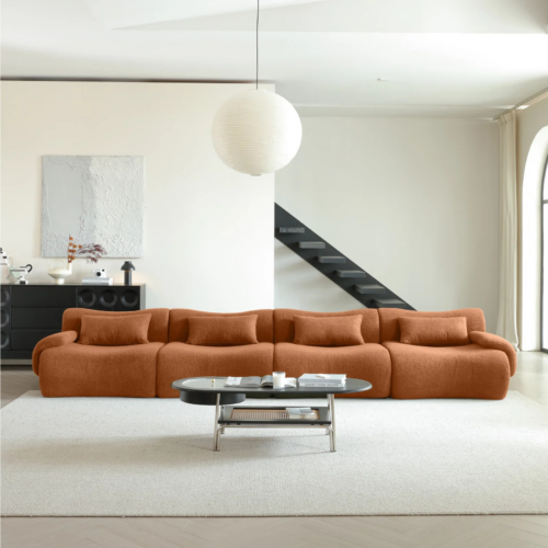 Minimalist suede fabric modular sofa - Living room furniture - QONKA HOME