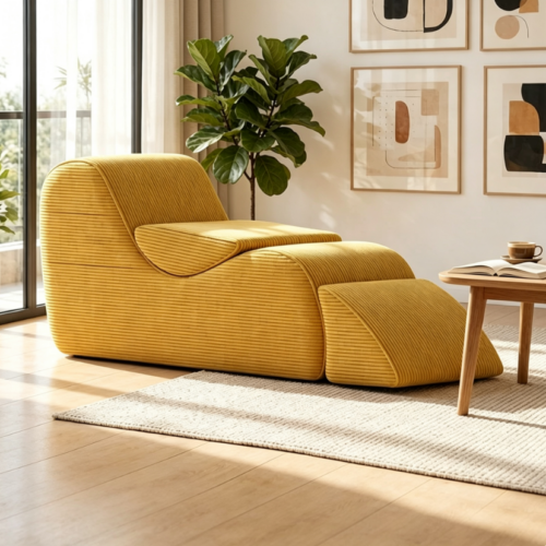 Compact sofa and yoga set with reclining chair, foldable - Living room furniture - QONKA HOME