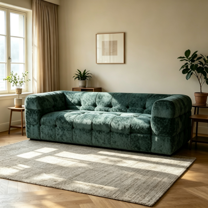 Vacuum Compressed Corduroy Block Sofa - Living room furniture - QONKA HOME