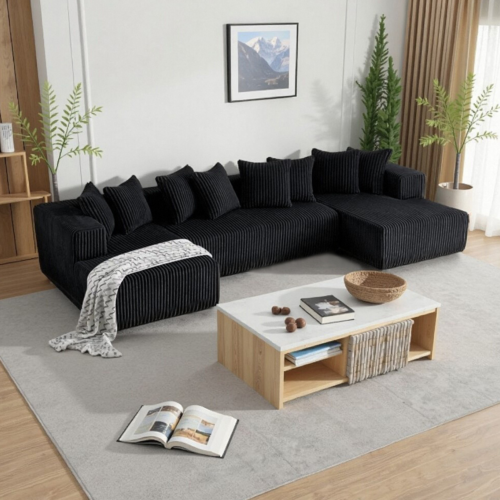 Assembly-free fold-out sofa, U-shaped sofa - Living room furniture - QONKA HOME
