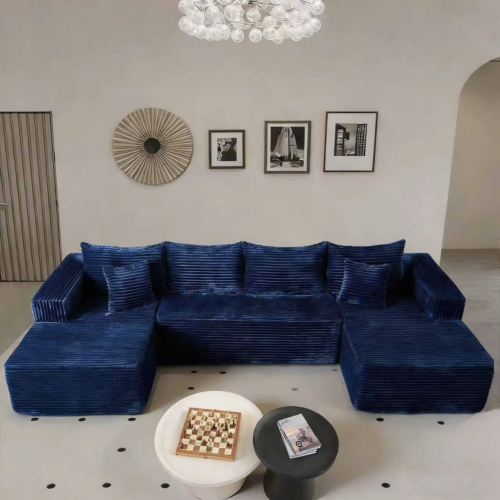 Boneless Modular Sofa Set: Foam Chaise Longue, Universal U-Shaped Sofa - Living room furniture - QONKA HOME