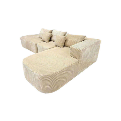 L-shaped chaise longue set with fold-out sofa bed - Living room furniture - QONKA HOME
