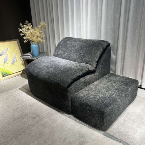Fabric recliner sofa with footstool - Living room furniture - QONKA HOME