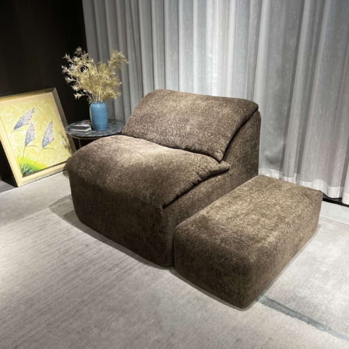 Fabric recliner sofa with footstool - Living room furniture - QONKA HOME