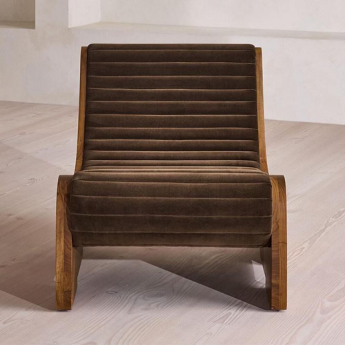Solid Wood Curved Lounge Accent Chair - Living room furniture - QONKA HOME