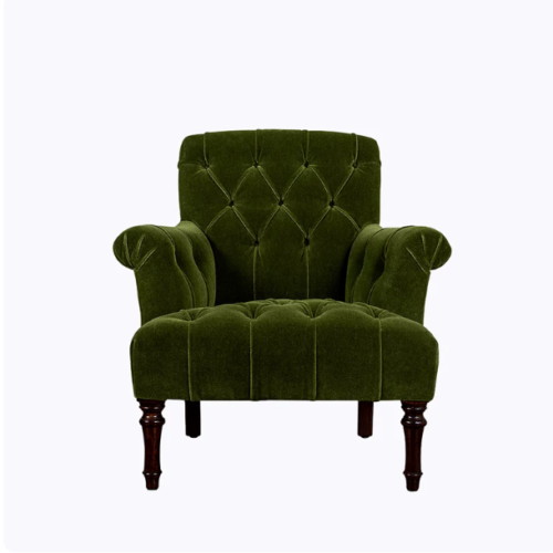 Velvet Tufted Solid Wood Vintage Armchair - Living room furniture - QONKA HOME