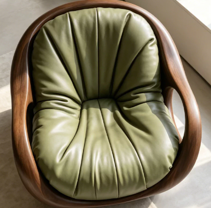 Vintage-Style Genuine Leather Single-Seater Sofa - Living room furniture - QONKA HOME