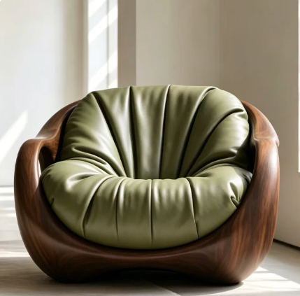 Vintage-Style Genuine Leather Single-Seater Sofa - Living room furniture - QONKA HOME