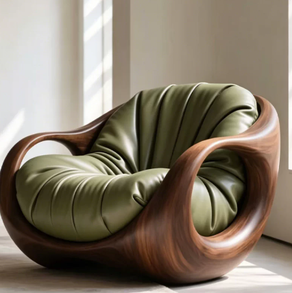Vintage-Style Genuine Leather Single-Seater Sofa - Living room furniture - QONKA HOME