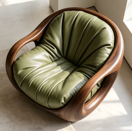 Vintage-Style Genuine Leather Single-Seater Sofa - Living room furniture - QONKA HOME