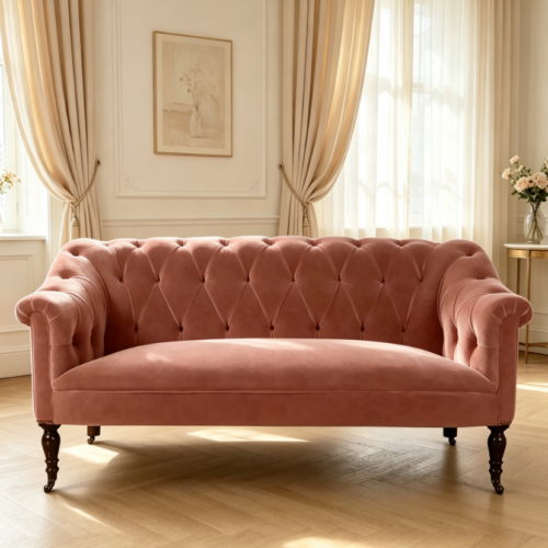 Vintage-style plush fabric single armchair - Living room furniture - QONKA HOME